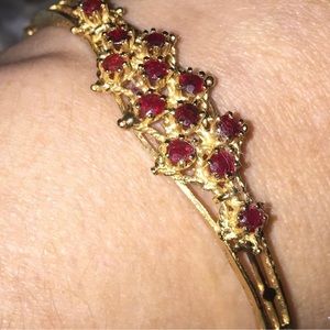 Vintage Ruby cluster 14kt gold hinge bracelet.